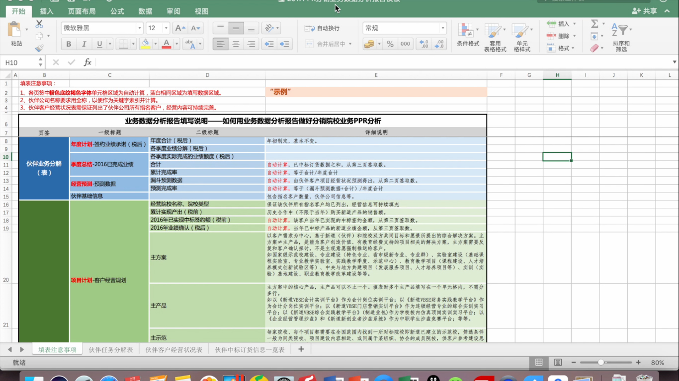 PPR伙伴业务分析报告表使用培训